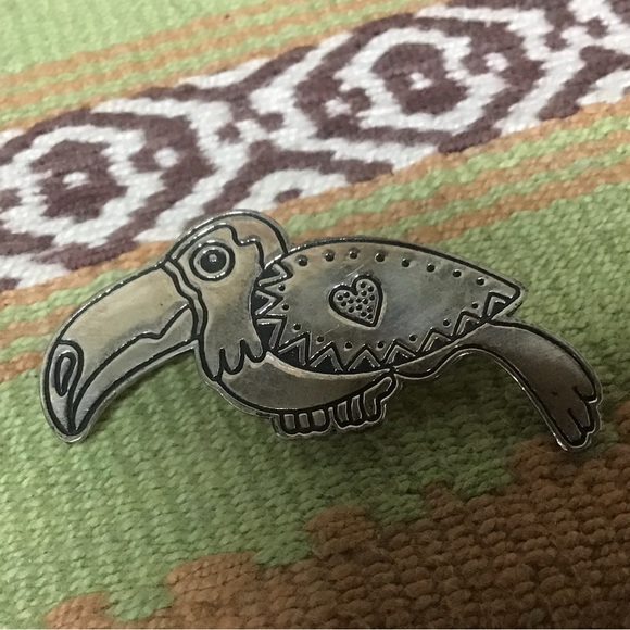Vintage 925 silver toucan pin made in Mexico - Picture 1 of 4